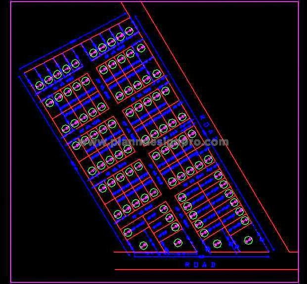 Colony Layout CAD Drawing- Plot Design for Residential Projects